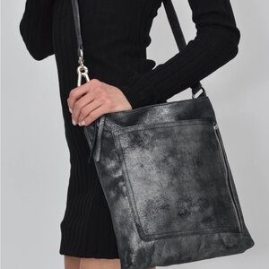 Silver Black Riley vintage leather handbag by Carla Mancini $348 multi ad. Strap